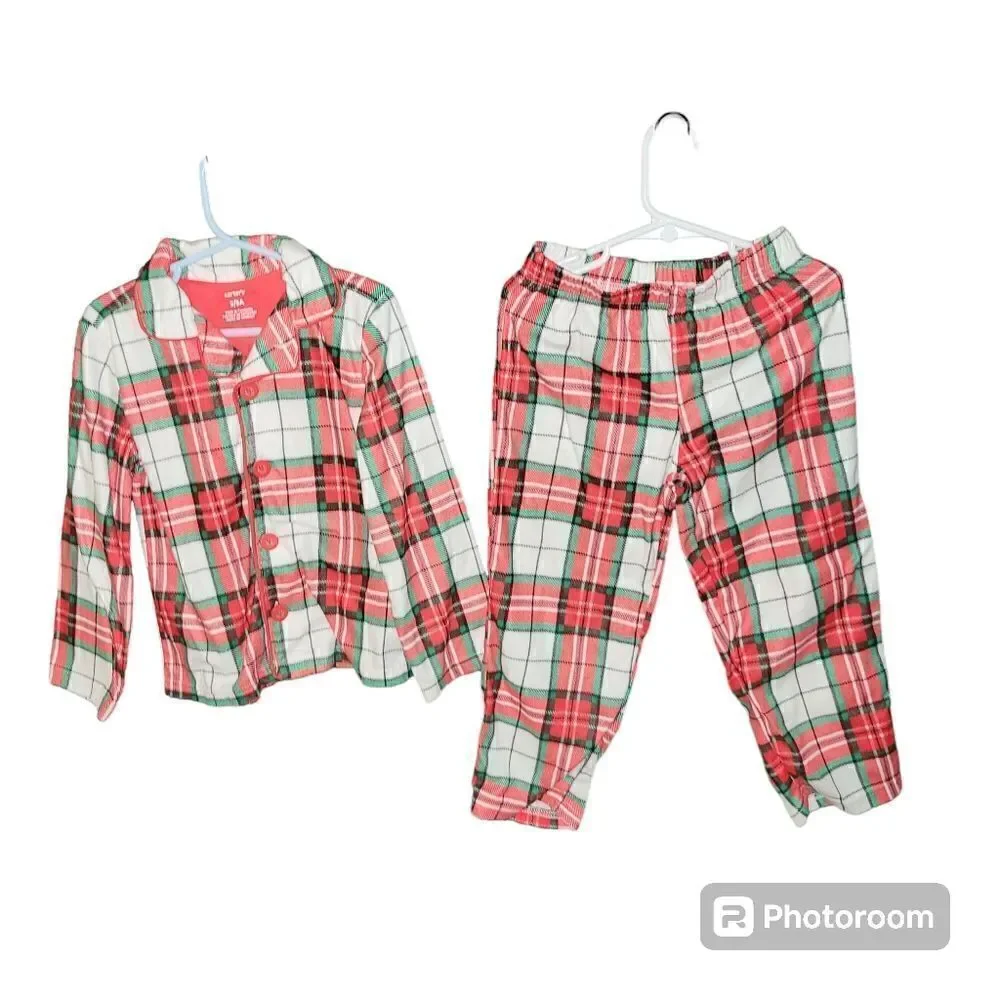 Carter's plaid flannel button pajama set